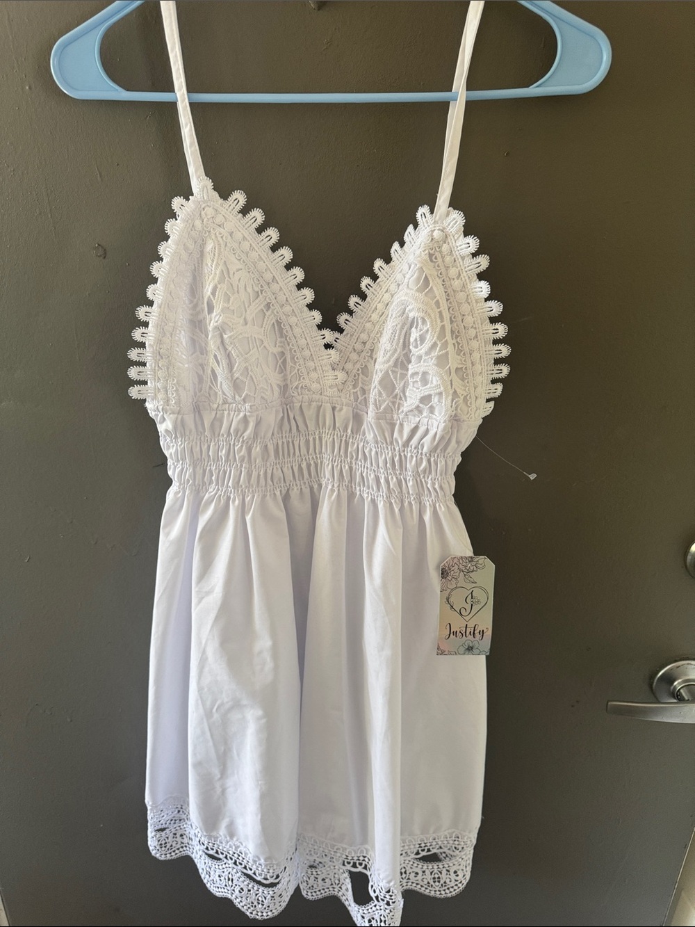 NWT White Lace Trim Chemise Sundress